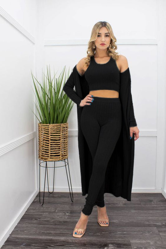 3-490 Conjunto rib con cárdigan