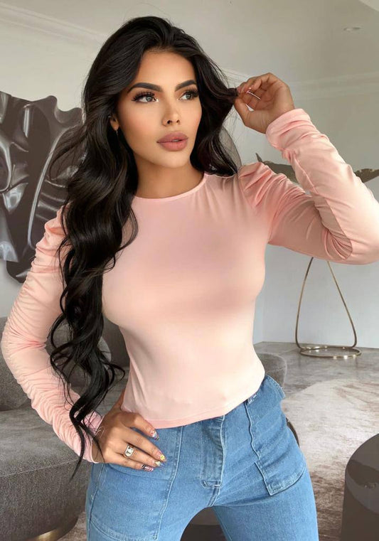 8-191 Blusa con manga recogida