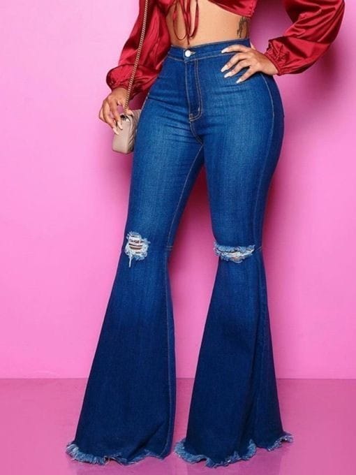 Outfit Con Pantalon Campana Jeans Bota Campana Cortos 20-068