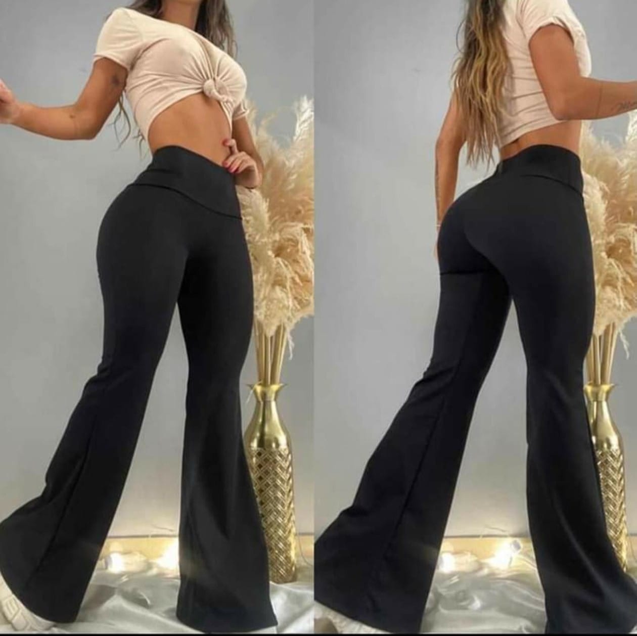 3-227 Conjunto pantalón bota campana y blusa negra