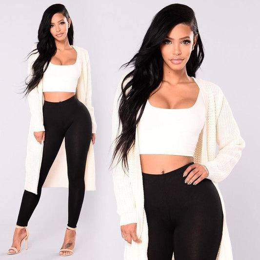 3-344 Conjunto pantalón negro con cárdigan de hilo