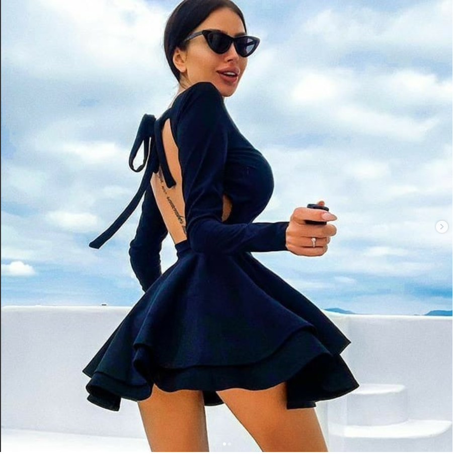 Vestido azul doble falda 22 44