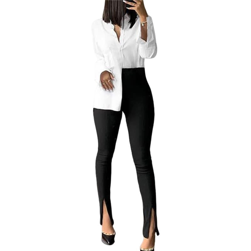 3-493 Conjunto pantalón con abertura y blusa larga