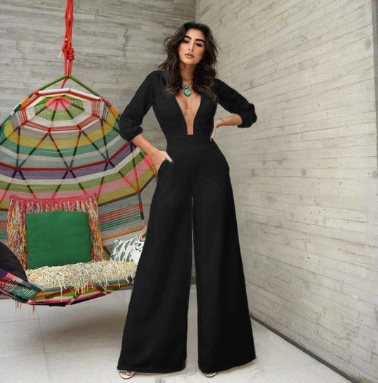 50-053 Enterizo palazzo escote de malla