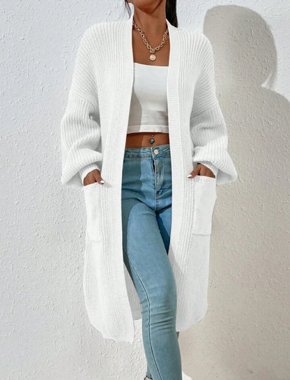 8-144 Cárdigan largo en hilo tejido