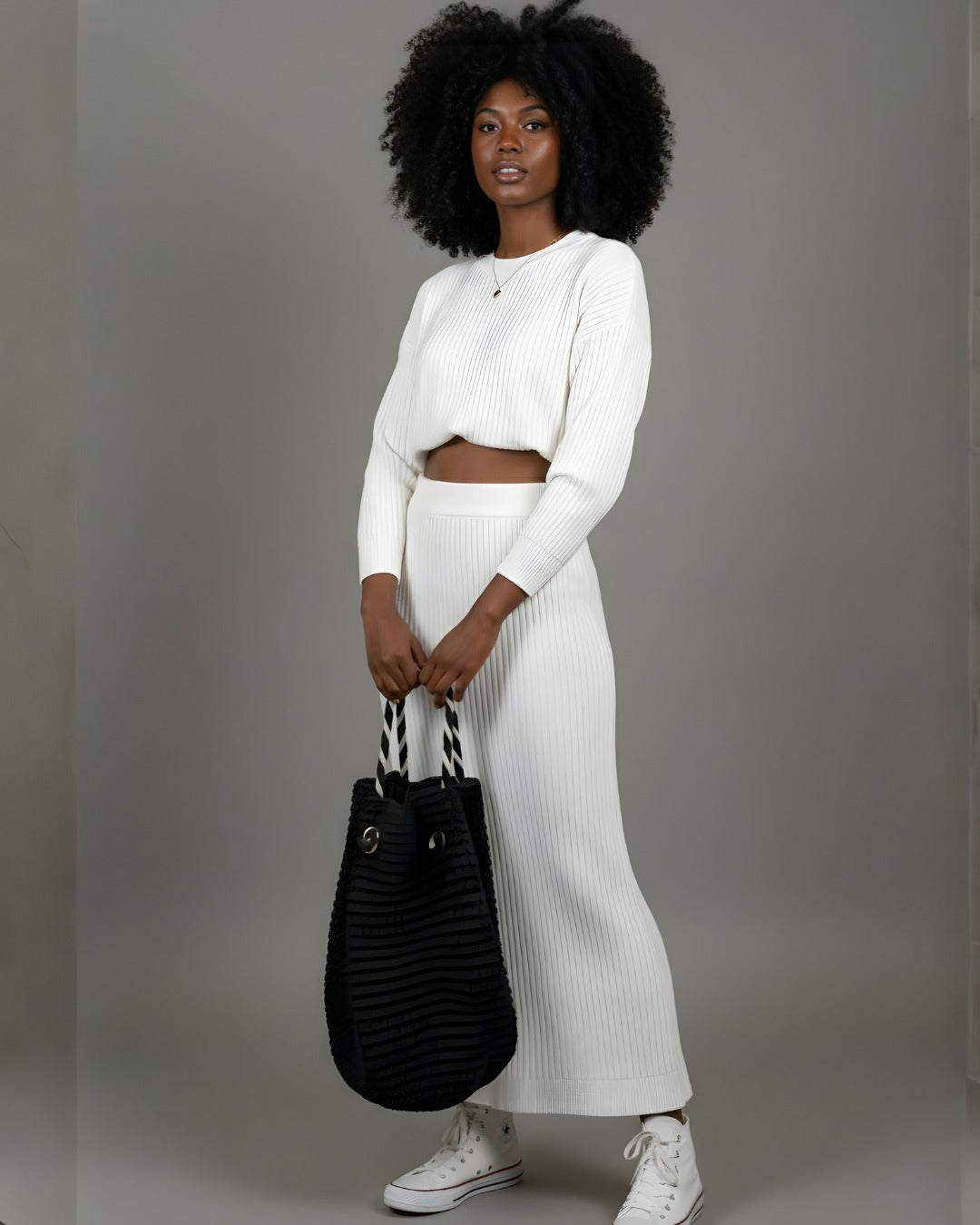 3-462 Conjunto en hilo falda y buzo manga ancha