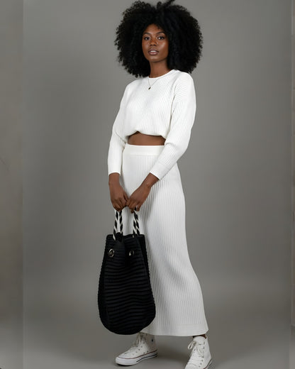 3-462 Conjunto en hilo falda y buzo manga ancha