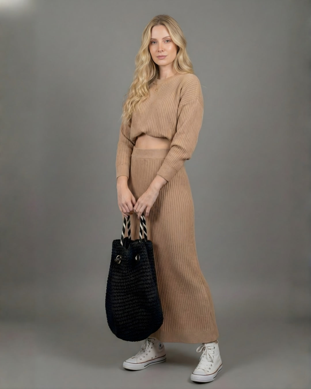 3-462 Conjunto en hilo falda y buzo manga ancha