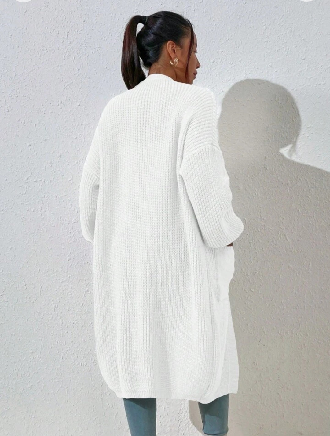 8-144 Cárdigan largo en hilo tejido