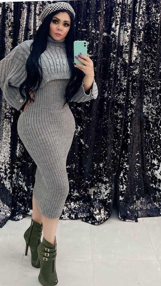 3-310 Conjunto de vestido con ruana