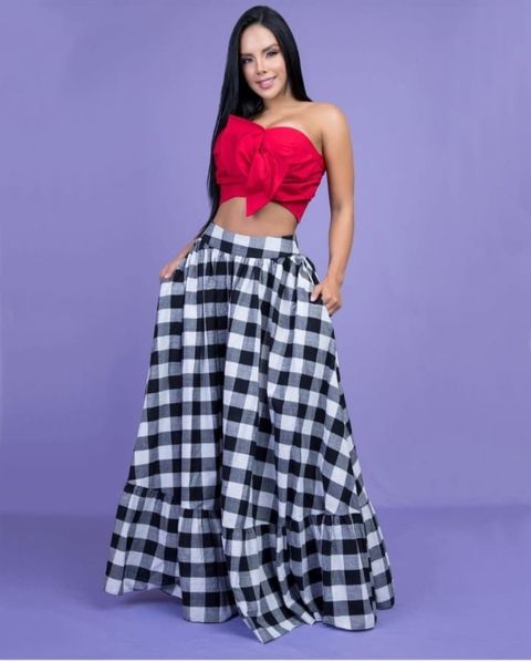 3-521 Conjunto falda cuadros