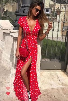 Vestido lunares con abertura 42-71